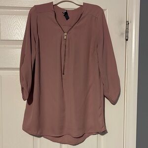 Rue21 Dusty Mauve Zip-Front Tunic Top